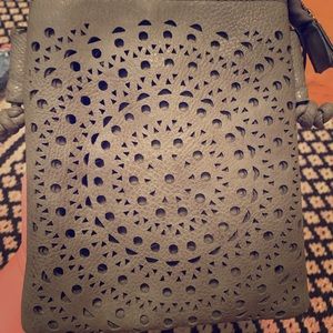 small grey shoulder purse!